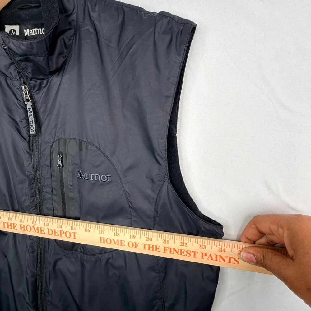 Marmot Full Zip Fleece Lined Vest XL Black Ripstop Shell Outdoor Hiking